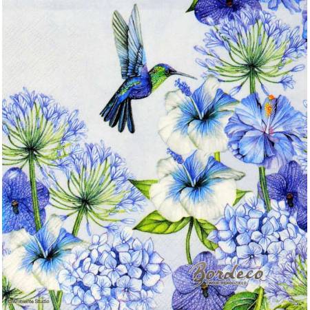 Serwetka decoupage firmy AMBIENTE niebieski koliber 33x33cm